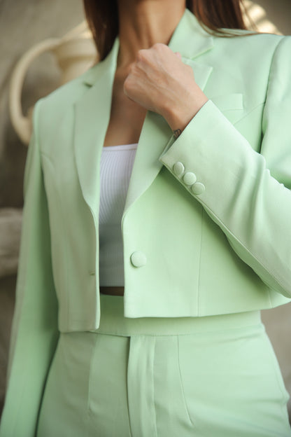 Pastel Green Crop Pantsuit