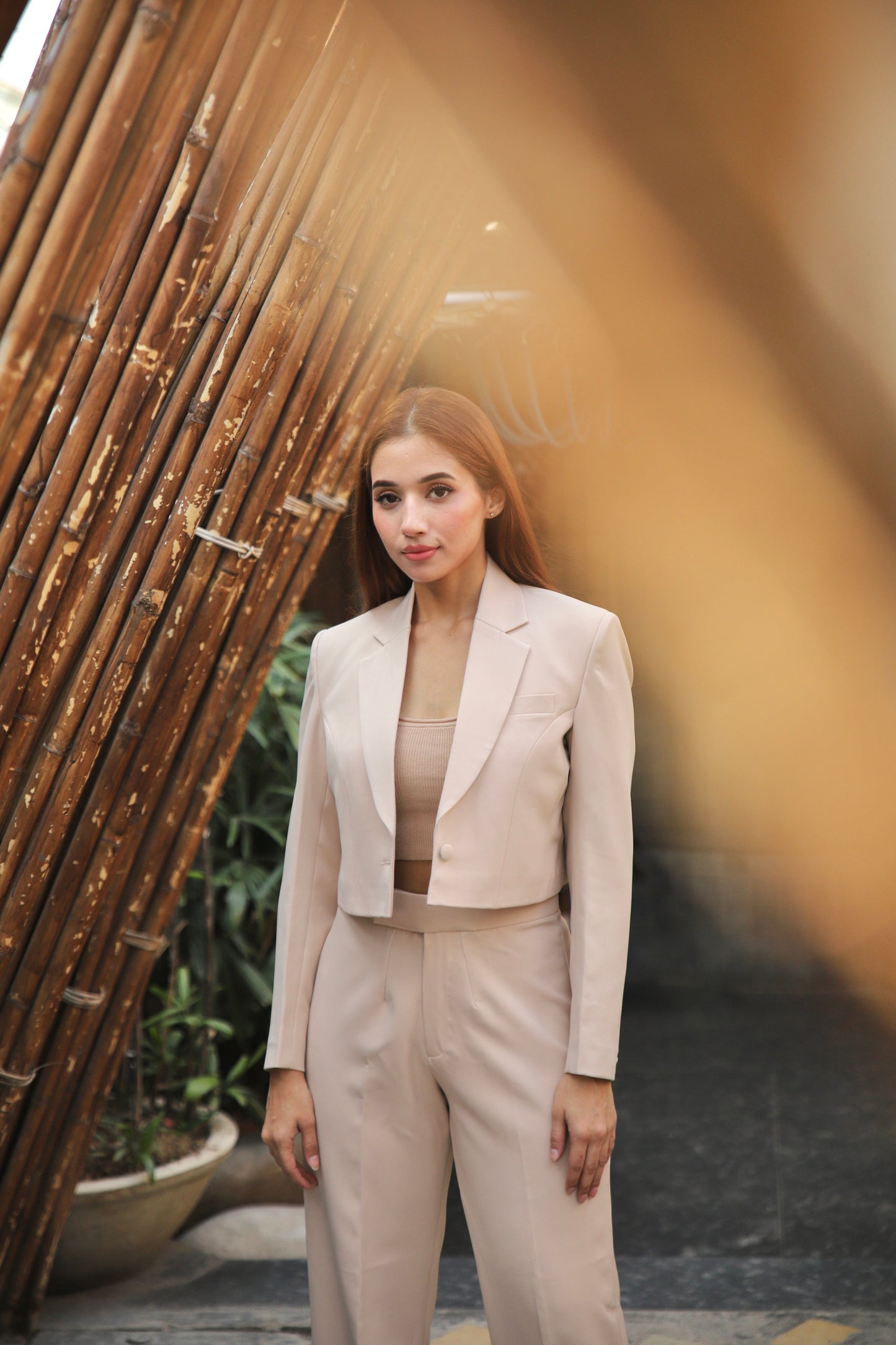 Beige Crop Blazer