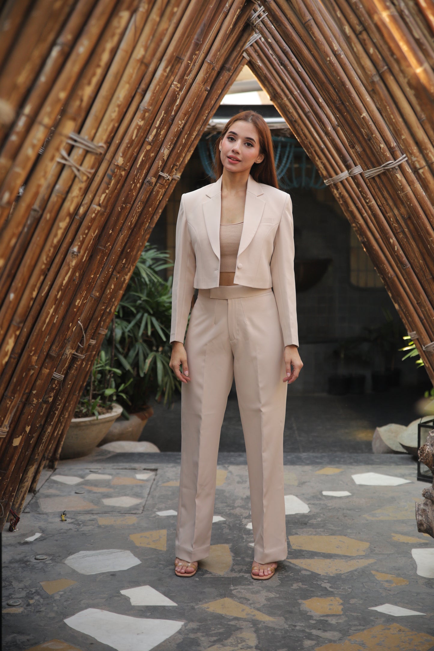 Beige Crop Blazer