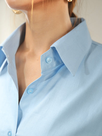 Blue Oversized Shirt Dress
