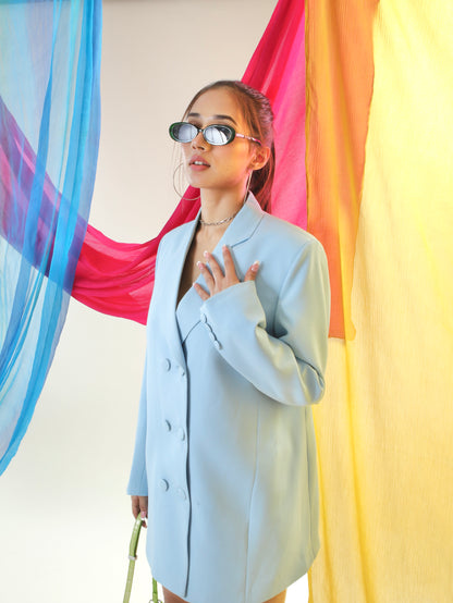 Cool Blue Oversized Blazer Dress