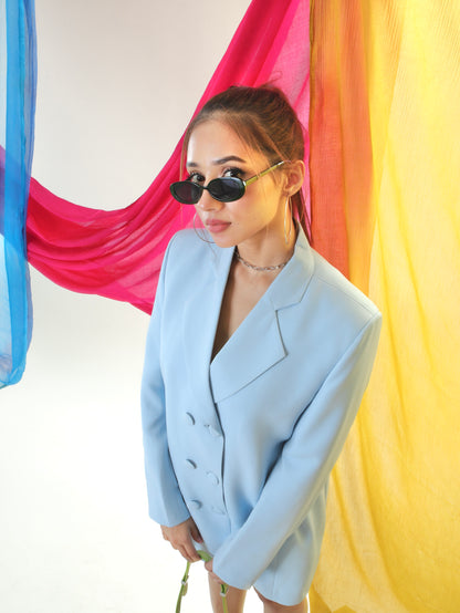 Cool Blue Oversized Blazer Dress