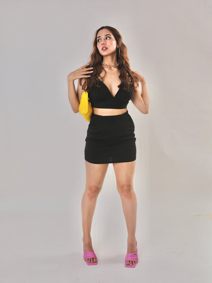 Black Beauty Skirt Suit with Bralette