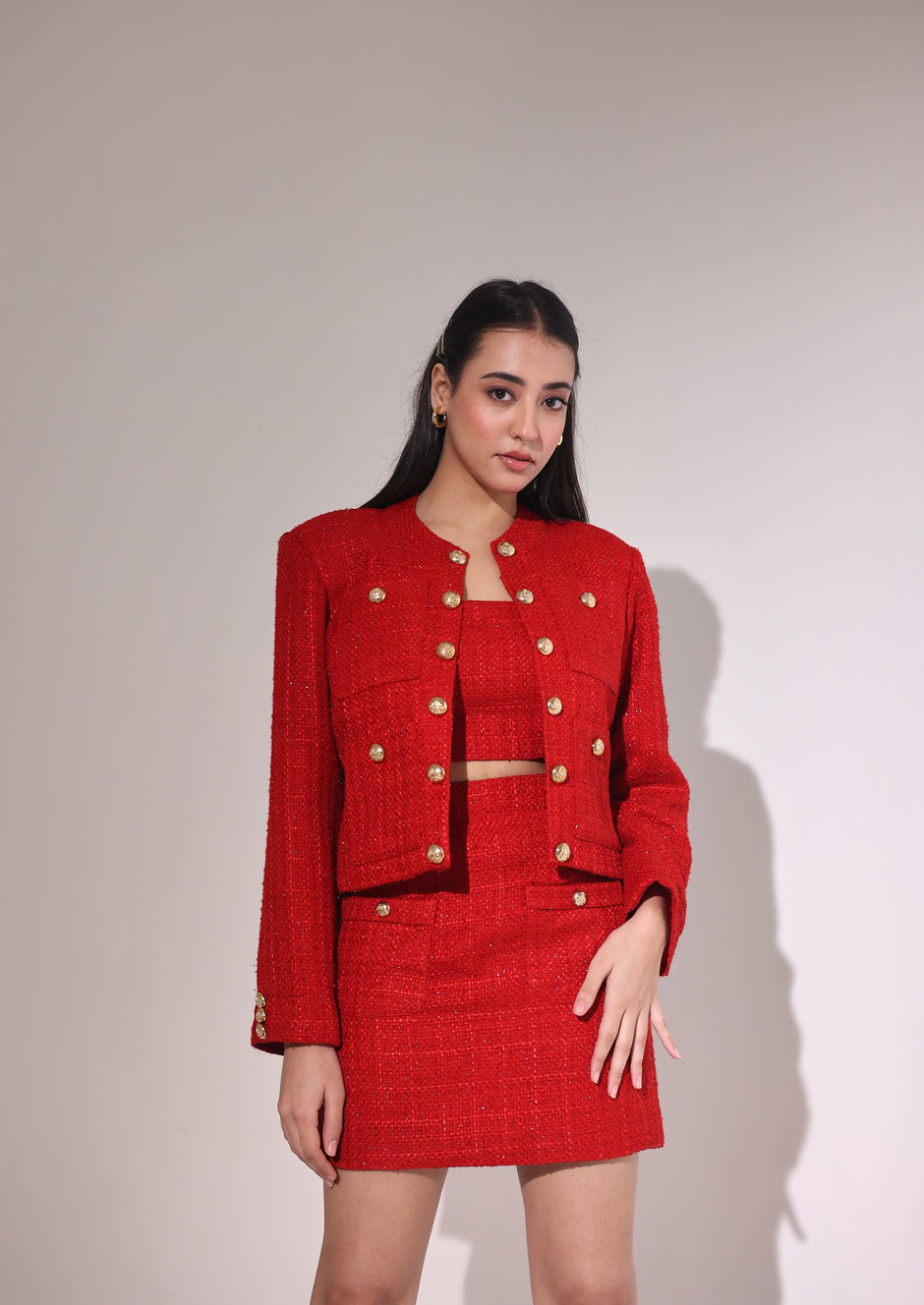 CHERYL TWEED BLAZER WITH SKIRT