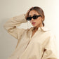 Beige Oversized Shirt Dress